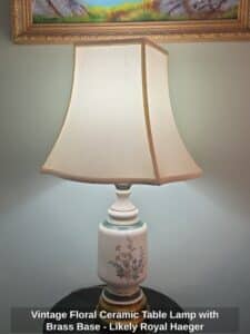 Vintage-Floral-Ceramic-Table-Lamp-with-Brass-Base-Likely-Royal-Haeger