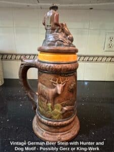 Vintage-German-Beer-Stein-with-Hunter-and-Dog-Motif-Possibly-Gerz-or-King-Werk-third-image