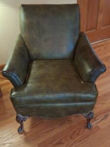 Vintage-Green-Leather-Wingback-Armchair-with-Cabriole-Legs-and-Nailhead-Trim