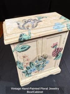 Vintage-Hand-Painted-Floral-Jewelry-Box-or-Cabinet-third-image