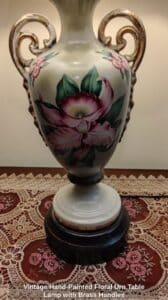 Vintage-Hand-Painted-Floral-Urn-Table-Lamp-with-Brass-Handles-second-image