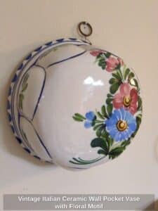 Vintage-Italian-Ceramic-Wall-Pocket-Vase-with-Floral-Motif