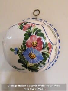 Vintage-Italian-Ceramic-Wall-Pocket-Vase-with-Floral-Motif-second-image