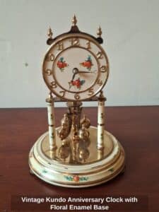 Vintage-Kundo-Anniversary-Clock-with-Floral-Enamel-Base