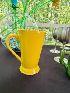 Vintage-Lime-Green-Crackle-Glaze-Pitcher-and-Yellow-Mug-Set-second-image