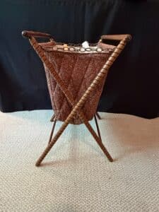 Vintage-MCM-Folding-Knitting-Basket-with-Twisted-Rope-Frame-second-image