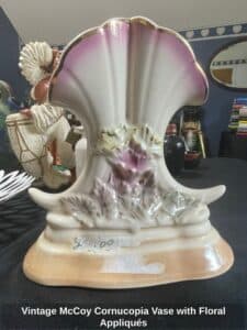 Vintage-McCoy-Cornucopia-Vase-with-Floral-Appliqus