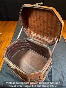 Vintage-Octagonal-Woven-Bamboo-Storage-Chest-with-Hinged-Lid-and-Brass-Clasp-second-image