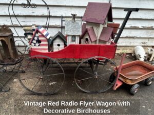 Vintage-Red-Radio-Flyer-Wagon-with-Decorative-Birdhouses
