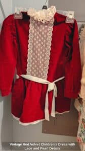 Vintage-Red-Velvet-Childrens-Dress-with-Lace-and-Pearl-Details