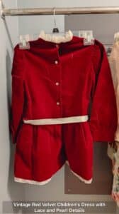 Vintage-Red-Velvet-Childrens-Dress-with-Lace-and-Pearl-Details-second-image
