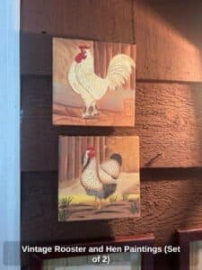 Vintage-Rooster-and-Hen-Paintings-Set-of-