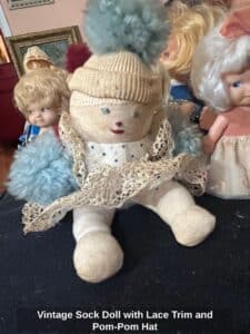 Vintage-Sock-Doll-with-Lace-Trim-and-Pom-Pom-Hat