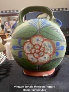 Vintage-Tonala-Mexican-Pottery-Hand-Painted-Jug