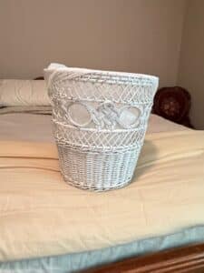 Vintage-White-Wicker-Wastebasket-with-Braided-Knot-Detail