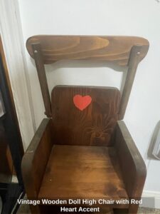 Vintage-Wooden-Doll-High-Chair-with-Red-Heart-Accent-second-image