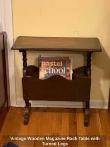 Vintage-Wooden-Magazine-Rack-Table-with-Turned-Legs