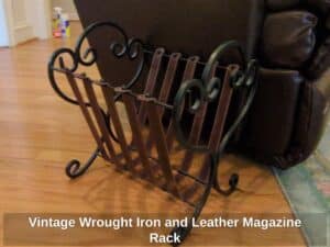 Vintage-Wrought-Iron-and-Leather-Magazine-Rack