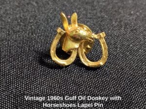 Vintage-s-Gulf-Oil-Donkey-with-Horseshoes-Lapel-Pin