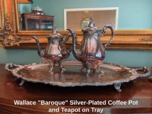 Wallace-Baroque-Silver-Plated-Coffee-Pot-and-Teapot-on-Tray