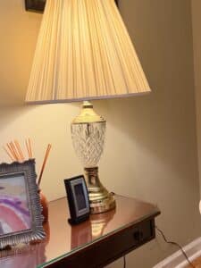 Waterford-Crystal-Table-Lamp-with-Brass-Accents-and-Pleated-Shade
