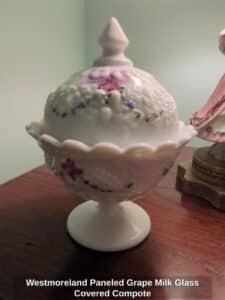 Westmoreland-Paneled-Grape-Milk-Glass-Covered-Compote