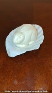 White-Ceramic-Bunny-Figurine-on-Leaf-Dish