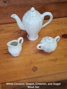 White-Ceramic-Teapot-Creamer-and-Sugar-Bowl-Set