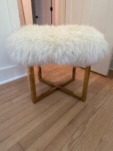 White-Faux-Fur-Ottoman-or-Stool-with-X-Base-second-image