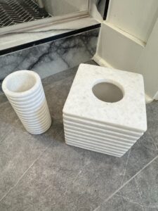 White-Marble-Fluted-Tissue-Box-Cover-and-Canister-Set-second-image