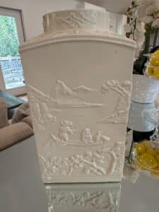 White-Porcelain-Vase-with-Embossed-Landscape-and-Figures-Lenox-fourth-image-1