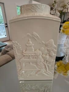 White-Porcelain-Vase-with-Embossed-Landscape-and-Figures-Lenox-second-image-1