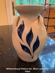 Williamsburg-Pottery-Inc.-Blue-Leaf-Motif-Vase