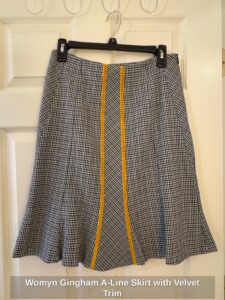 Womyn-Gingham-A-Line-Skirt-with-Velvet-Trim