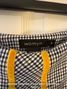 Womyn-Gingham-A-Line-Skirt-with-Velvet-Trim-second-image