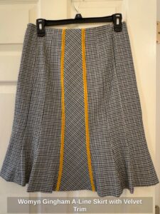 Womyn-Gingham-A-Line-Skirt-with-Velvet-Trim-third-image