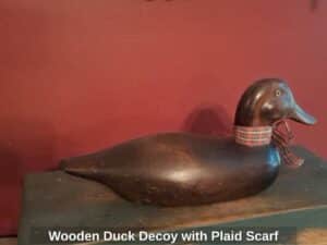 Wooden-Duck-Decoy-with-Plaid-Scarf