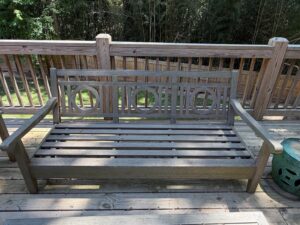 Wooden-Outdoor-Settee-with-Circular-Motif-Back