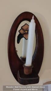 Wooden-Wall-Sconce-with-Stained-Glass-Flower-Accent-and-Mirror