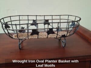 Wrought-Iron-Oval-Planter-Basket-with-Leaf-Motifs