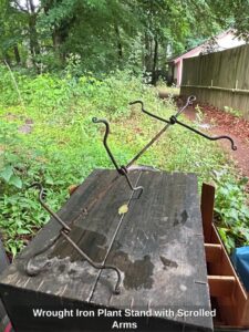 Wrought-Iron-Plant-Stand-with-Scrolled-Arms