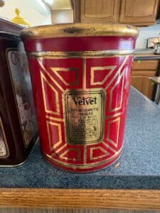 Collection-of-Vintage-Tins-Nabisco-Premium-Saltinas-Hungry-Jack-Pancake-Mix-Cadburys-Milk-Chocolate-Velvet-Pipe-and-Cigarette-Tobacco-fifth-image