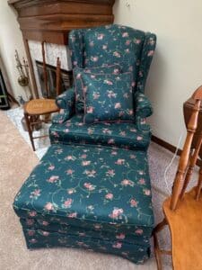 Floral-Wingback-Armchair-and-Ottoman-Set