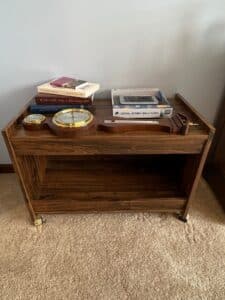 Rolling-Bar-Cart-with-Barometer-Thermometer-and-Clock