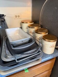 Vintage-Kitchen-Canister-Set-and-Baking-Pans