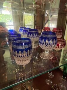 Bohemian-Crystal-Cut-Overlay-Brandy-Snifters-Cobalt-Blue-and-Ruby-Red