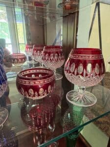 Bohemian-Crystal-Cut-Overlay-Brandy-Snifters-Cobalt-Blue-and-Ruby-Red-second-image