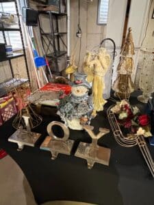 Christmas-Decor-Assortment-with-Snowman-Figurine-Angel-and-Kirkland-Candleholders