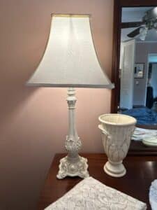 Ornate-White-Ceramic-Table-Lamp-with-Bell-Shade-Possibly-Wedgwood-Style