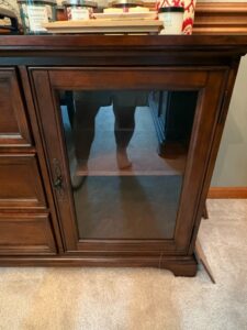 Thomasville-Dark-Wood-Media-Console-with-Glass-Doors-and-Drawers-second-image